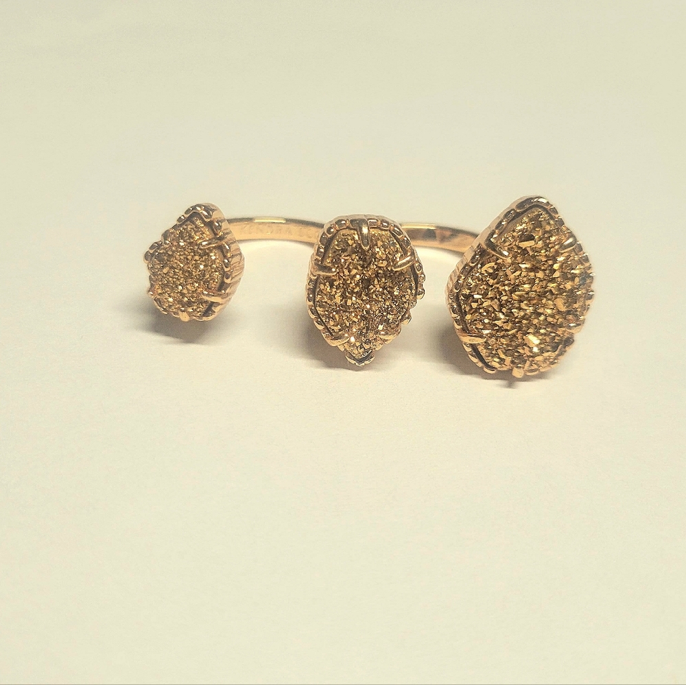 Kendra Scott Naomi Rose Gold Druzy 3 Stone Ring